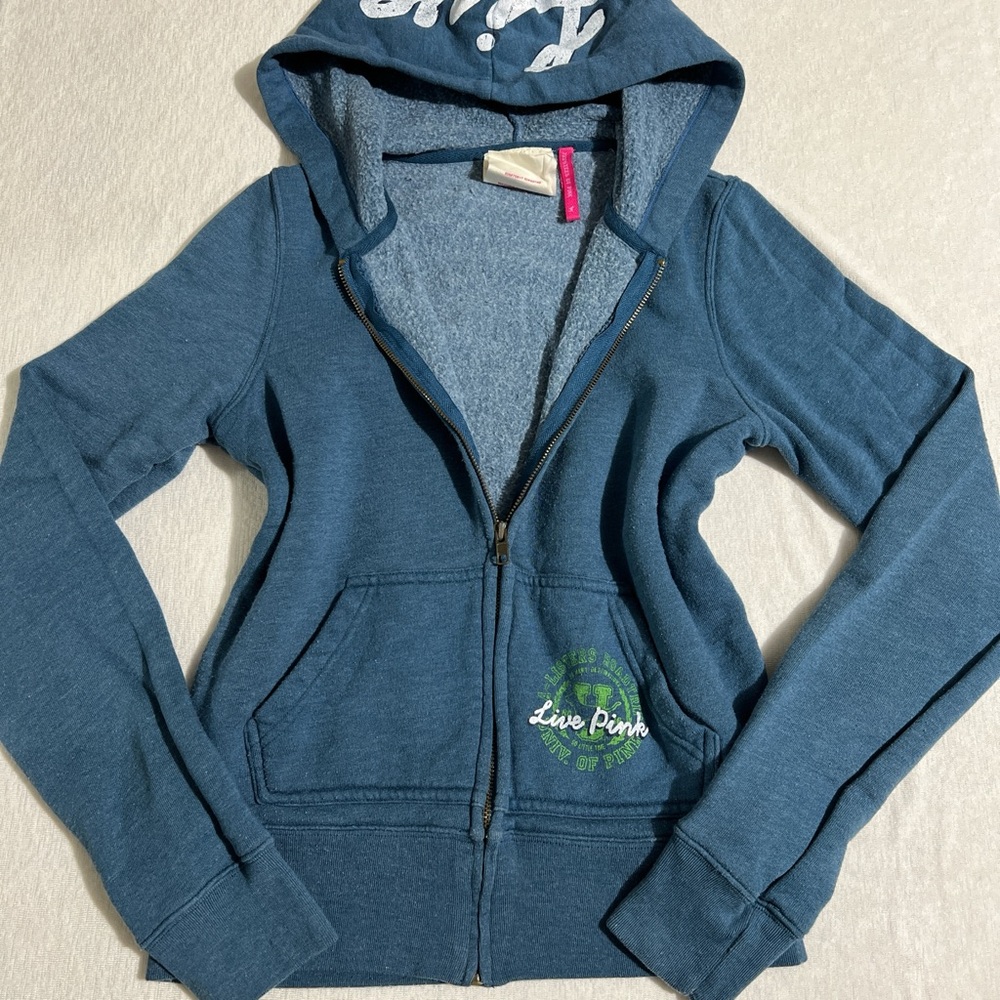 Vintage y2k Victoria’s Secret PINK blue zip-up